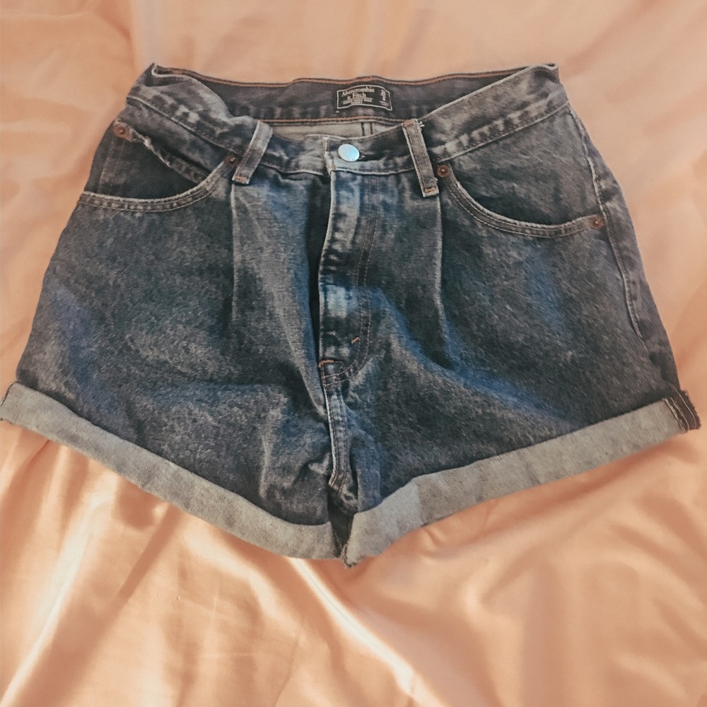 Abercrombie high waisted denim mom shorts